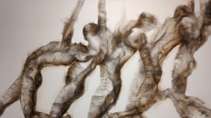 Miguel Hernández; Danza efímera. Humo y óleo sobre tela, 2022 (detalle)