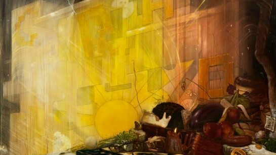 Nigel Cooke, Hubris, 2012-2013, oil on linen backed with sailcloth, 230 x 320 cm, 90 1/2 x 126 ins