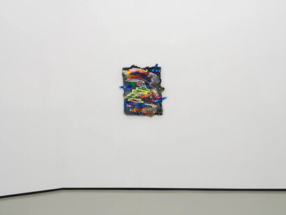 Katy Cowan, Tape drifts and figures reach, exhibition view. Courtesy of Philip Martin Gallery