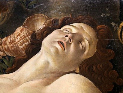 Sandro Botticelli, Il concepimento del Nuovo Mondo (Marte Venere), Londra, National Gallery, particolare 