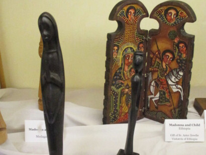 The African interpretations of the Virgin Mary in the Marian Room, at the National Shrine of Saint Elizabeth Ann Seton in Emmitsburg, Maryland, USA