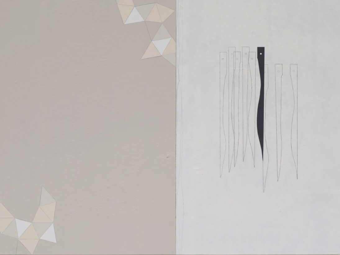 Tejat Prior, 2015
Acetato polivinílico, pigmentos, esmalte aquoso, gesso acrílico e grafite sobre tela de linho
150 x 200 x 6 cm
