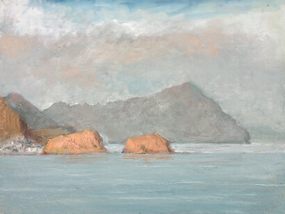 Albert Hadjiganev, "La isleta del Moro II," oil on canvas, 38 x 51 (97 x 130cm)