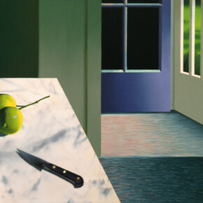 Bruce Cohen, Interior with envelope and limes, 2017. Courtesy of Berggruen Gallery 