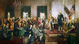Escena de la firma de la Constitución de los Estados Unidos, por Howard Chandler Christy