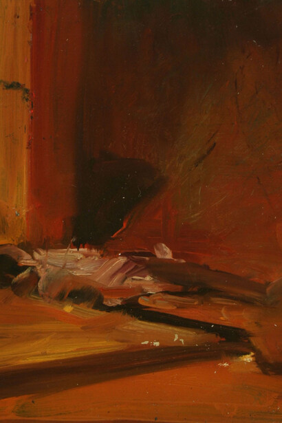 Arslan. Recumbent Youth, oil on canvas, 20x20 inches, 2014