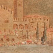 Giuseppe Rivani, Progetto per la rievocazione storica della battaglia di Fossalta nel VII centenario. Per gentile concessione di Palazzo d’Accursio