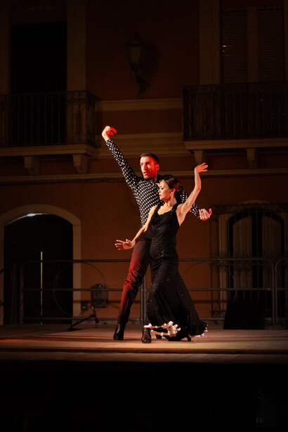 Olga Pericet y Marco Flores en su espectaculo de flamenco 'Baile a dos' en el Festival Internacional ‘San Lucido Experience 2023’ en San Lucido, Italia