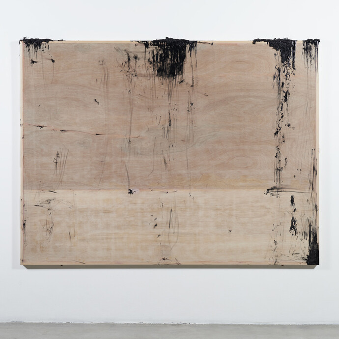 Analia Saban, Vestige, 2015, ink on wood panel, 73 x 96 x 2 3/4 inches; 185.4 x 243.8 x 7 cm