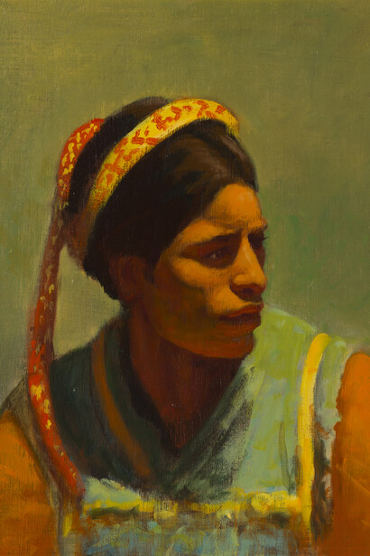 Elias Rivera, Untitled (Woman in traditional garb). Courtesy of LewAllen Galleries