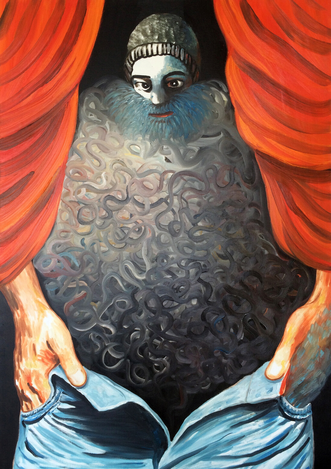 Raphaëlle Ricol, Barbe bleue, 2015, Huile sur toile, 162 x 130 cm