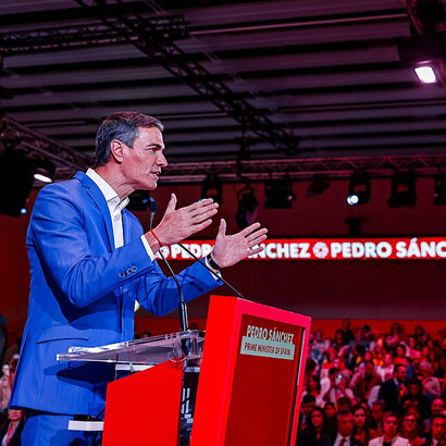 Am 17. und 18. April fand in Barcelona der Weltgipfel des Progressismus namens Global Progressive Mobilisation (GPM) statt. Bild: Der spanische Regierungschef Pedro Sánchez 