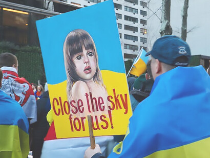 Amidst the iconic skyline of New York City, a fervent demonstration takes shape as residents unite in protest against the Ukraine-Russia war, echoing a resounding call for peace and solidarity within the heart of the United States