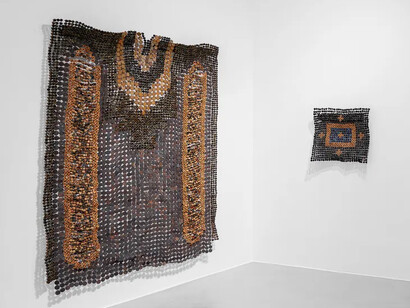 Ozioma Onuzulike, Shield, exhibition view. Courtesy of Afikaris Gallery