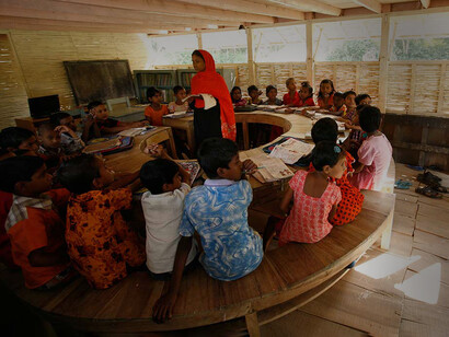 Floating schools in Bangladesh, designed by Mohammed Rezwan: a classroom on the river