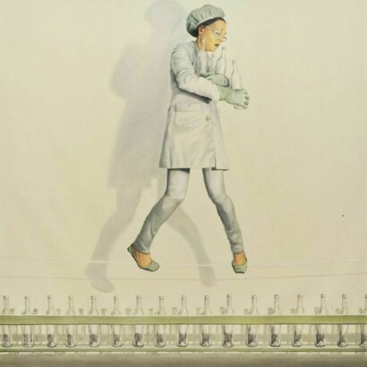 Vania Elettra Tam, SOSpesa 2, 2011. Olio su tela, 200x190 cm.  
