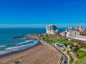 The coastline of Mar del Plata, Argentina, symbolizing the home of a renowned film festival that underscores the need for lasting film preservation