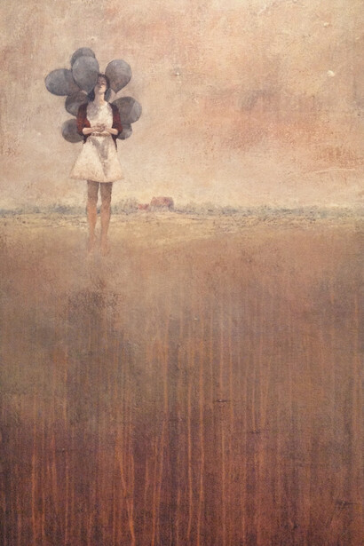 Federico Infante, Balloon Girl, 2013, Acrylic on Canvas, 48" x 30"