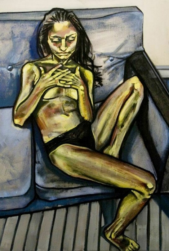 Anna Navasardian, Nude II, Acrylic & Charcoal on Canvas, 60 x 48 x 1.5 inches | 152.4 x 121.9 x 3.8 cm