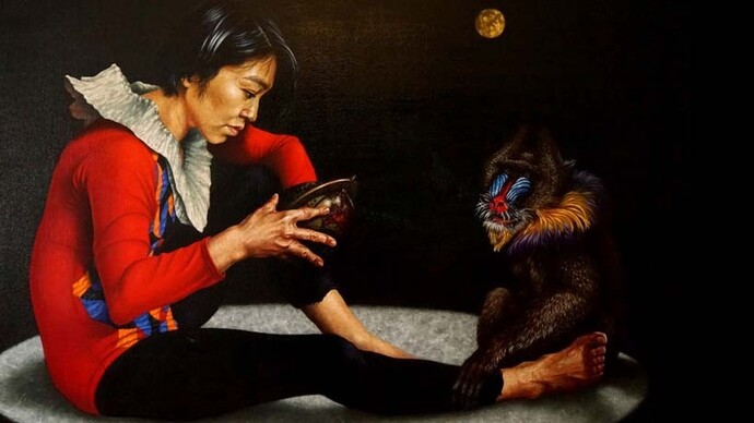 Harlequin and monkey by Bill Gillon – photo credit Joanna Stokes
