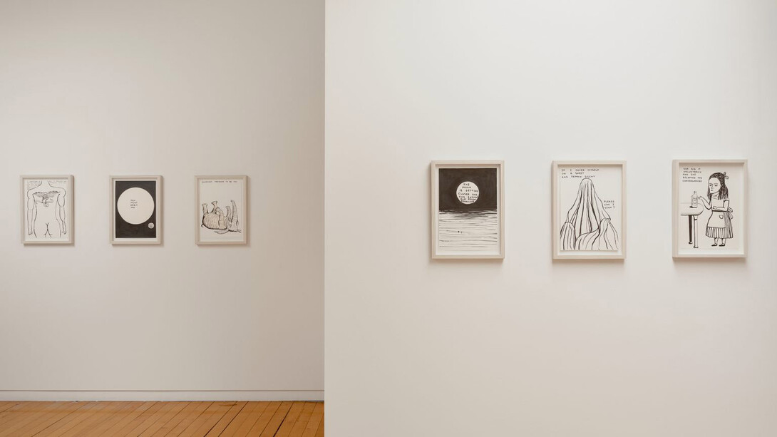David Shrigley, Works on paper, exhibition view. Courtesy of Two Rooms 