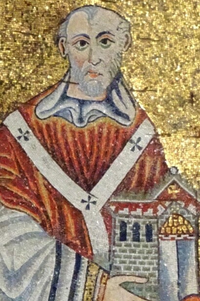 Papa Innocenzo II ricevette l’appoggio dell’imperatore Lotario III, che intervenne militarmente in Italia. Nella foto il mosaico ritrae papa Innocenzo II, Santa Maria in Trastevere, Roma, Italia