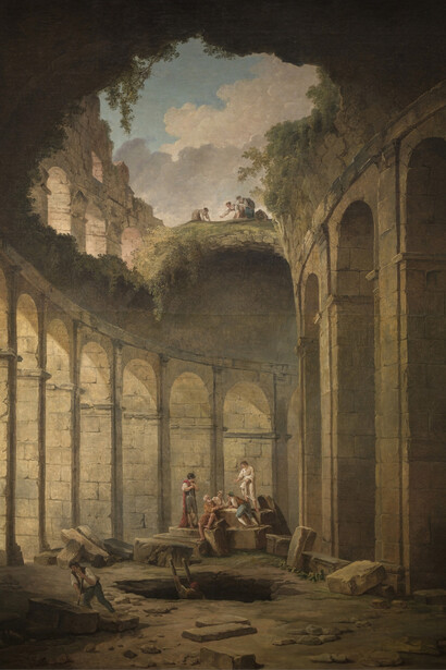 Hubert Robert, The colosseum in Rome (detail), 1780 - 1790. Courtesy of Museo Nacional del Prado