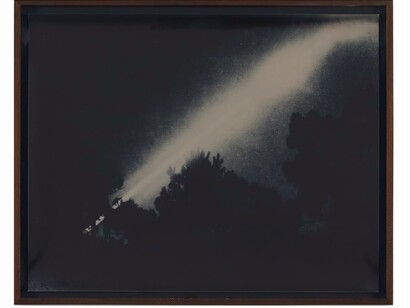 Lisa Oppenheim, Passage of the moon over two hours, Arcachon, France, Ca. 1870s/2012, April 11, 2012, Unique black and white photograph, 2012, photographer: Achim Kukulies, courtesy the artist(s) and Sies + Höke, Düsseldorf.