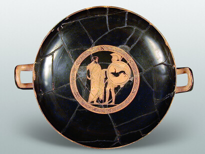 Kylix attica a figure rosse (coppa di Codro). Ceramica, 440-430 a.C. Credito: Museo Civico Archeologico di Bologna (MCABO), Archivio Fotografico, foto Marco Ravenna