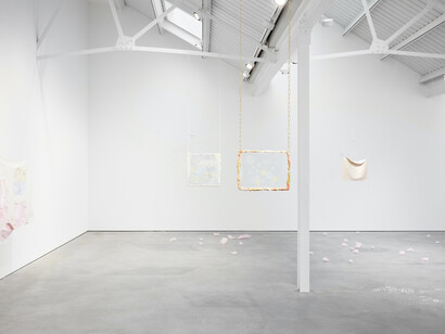Karla Black, exhibition view, Modern Art, Helmet Row, London, 17 November - 16 December 2017, courtesy the artist & Stuart Shave/Modern Art, London
