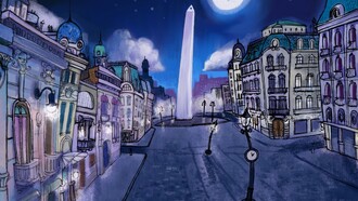 Ilustración del centro de la ciudad de Buenos Aires, Argentina