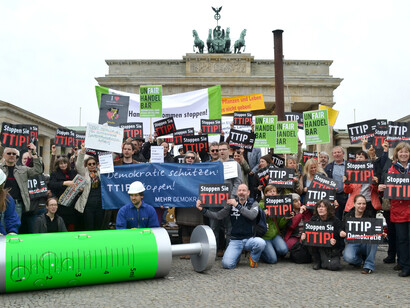Protesta contro il TTIP a Berlino, credit Mehr Demokratie