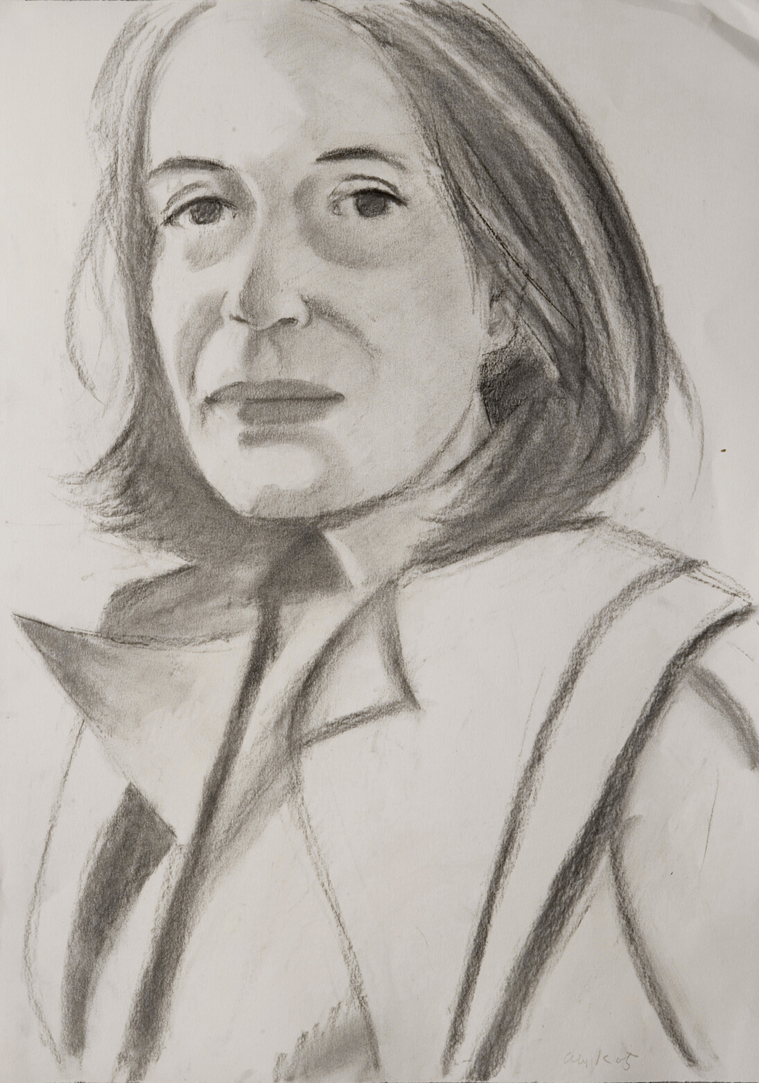 Alex Katz. Ada, 2004, carboncino su carta / charcoal on paper , cm 58,5 x 40,5. Courtesy Galleria Monica De Cardenas