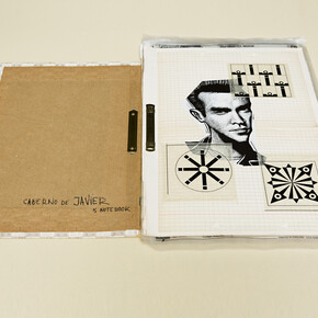 f.marquespenteado, Caderno de Javier, 2003-2014, collagem on paper, prints, graffiti and cover covered with wallpaper and metal, loops, Edition: N/A, 39 x 26 cm. Courtesy of Mendes Wood DM, São Paulo