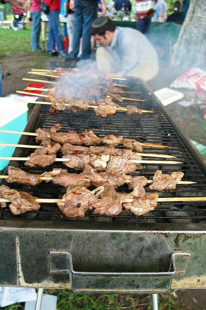 A popular Uzbek dish called shashlik