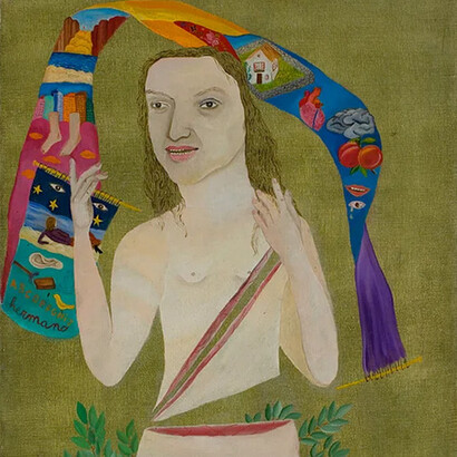 Cecilia Vicuña, Violeta Parra o Violenta Vid (1973). Olio su tela, collezione dell'artista