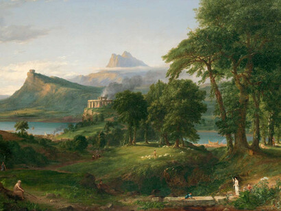 Thomas cole, 'The Course of Empire: The Arcadian or Pastoral State', about 1834. Courtesy of the New-York Historical Society © Collection of The New-York Historical Society, New York / Digital image created by Oppenheimer Editions