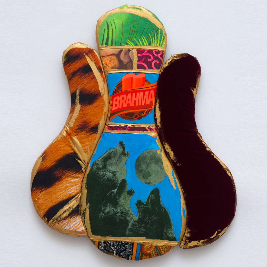 Leda Catunda, Borboleta Lobos, 2015, Acrylic on fabric and velvet, 75 x 60 cm. Photo: Eduardo Ortega, Courtesy of Galeria Fortes Vilaça