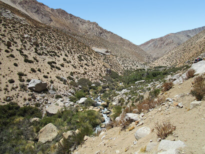 Valle del Río Cochiguaz cerca de Paihuano, Elqui, Chile