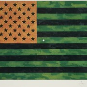 Jasper Johns, Flag, Committee Against the War in Vietnam, 1969. Offset lithograph on wove paper. Collection of Phoenix Art Museum, gift of Mr. and Mrs. Alvin N. Haas. Art © Jasper Johns / Licensed by VAGA, New York, NY.
