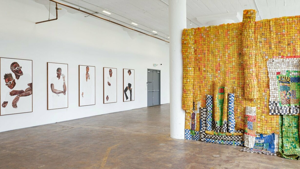Installation View, Serge Attukwei Clottey, Tetteh Nteni, 2024. Courtesy of Simchowitz Gallery