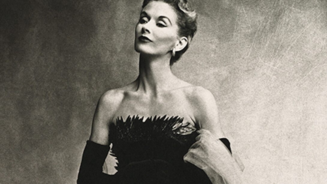 Irving Penn (American, 1917–2009), Rochas Mermaid Dress (Lisa Fonssagrives-Penn), Paris, 1950, Platinum, palladium print, 1980, 19 ⅞ × 19 ¾ in. (50.5 × 50.2 cm). Promised Gift of The Irving Penn Foundation to The Metropolitan Museum of Art, New York © Condé Nast Publications, Inc.