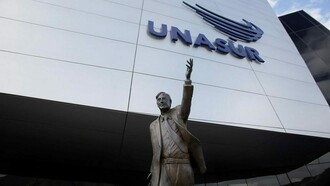 The statue of Nestor Kirchner removed in 2019 from the headquarters of the General Secretariat of UNASUR in Quito, Ecuador