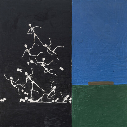 Ronald Lockett, Holocaust, c. 1989, enamel on wood panel. Courtesy of Cary Whittier and MARCH