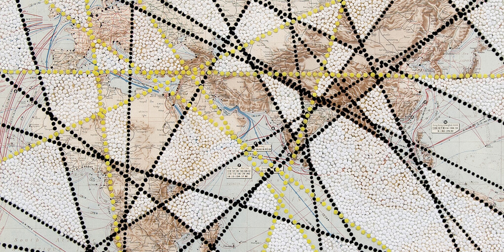 Bharti Kher, Erasure VII, 2016, Bindis on paper, 70.3 x 83 x 4.6 cm / 27 5/8 x 32 5/8 x 1 3⁄4”. Courtesy of Hauser & Wirth, London, Zürich