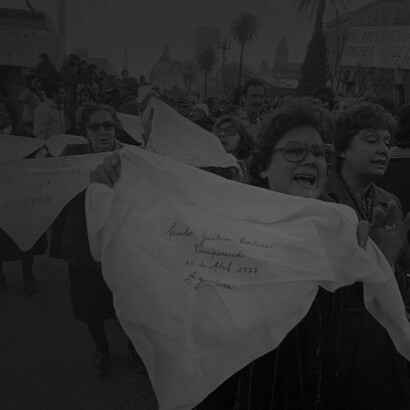 Mothers of the Plaza de Mayo in 1982, Buenos Aires, still fighting for justice