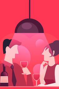 An illustration of a couple on a date, enjoying a cozy and intimate moment together