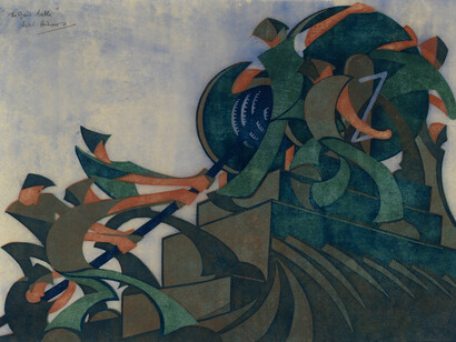 Giant Cable by Sybil Andrews. Image Courtesy of Osborne Samuel gallery