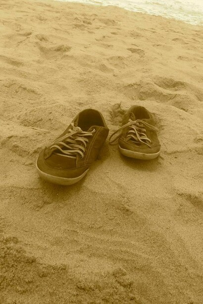 Sapatos na praia
