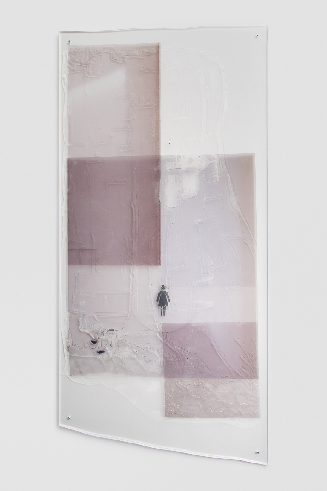 Sara Greenberger Rafferty, Untitled, 2014, acrylic polymer and inkjet prints on acetate on Plexiglas, and hardware, Irregular: 83 1/2 x 40 x 1/2 inches (212.1 x 101.6 x 1.3 cm)